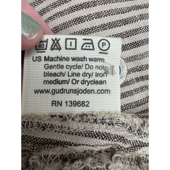 Gudrun Sjoden Brown Striped Pocket Dress Linen Organic Cotton Size S EUC - Picture 14 of 16